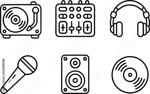 DJ Turntable Mixer Headphones Microphone Sound Equipment Set