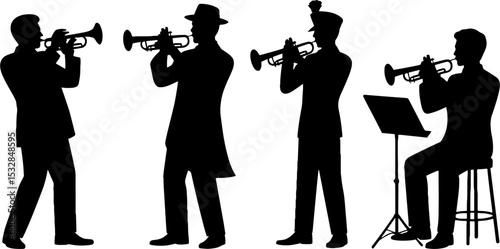 Trumpet Player Silhouette Band Musician Jazz Concert Scene