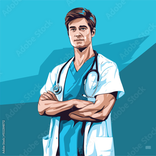 Professional male nurse providing medical care with stethoscope in hospital setting