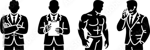 Businessman Silhouette Set Formal Muscular Man Professional Concepts