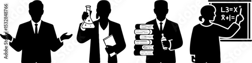 Education Professionals Silhouettes Teaching Science Research Study