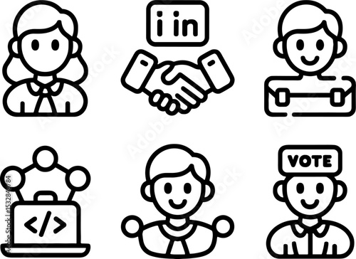Business Peoples Set Teamwork Partnership Voting Communication