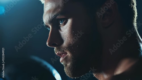 Close-up of a sweaty man during fitness training