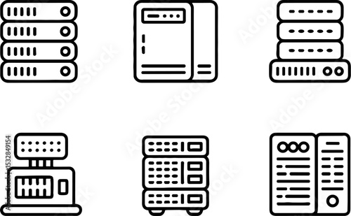 Network Server Racks Set Data Center Equipment Symbols