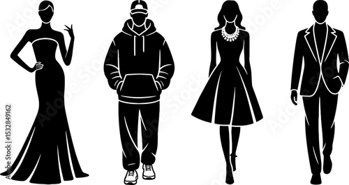Fashion Silhouette Collection Formal Casual Outfits Style Contrast
