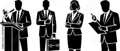Businesspeople Standing Speaker Presenter Manager Teamwork Concept