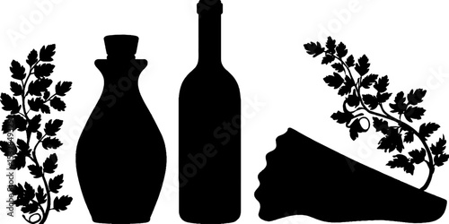 Elegant wine bottle and cheese board design with organic elements