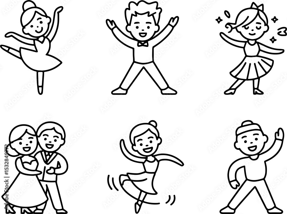 Kids Dancing Poses Cartoon Line Art Ballet Tap Ballroom Kids Dancing Poses Cartoon Line Art Ballet Tap Ballroom