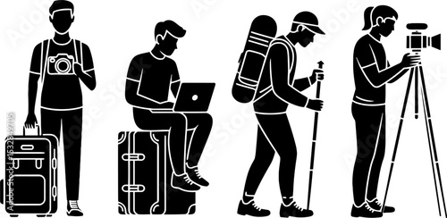 Travel grapher Tourist Hiker Working Outdoor Camera Setup
