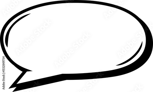 Empty cartoon style speech bubble is floating on transparent background, showing 3D accent marks