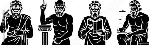 Greek Philosopher Silhouettes Thinking Reading and Teaching Ancient Wisdom