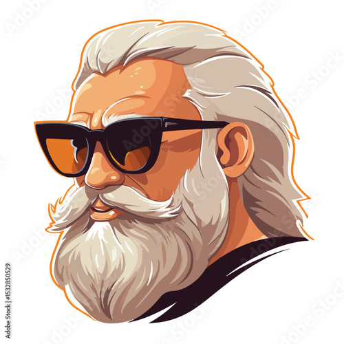 Stylish Old Man with Sunglasses Cartoon Vector Illustration for Designs