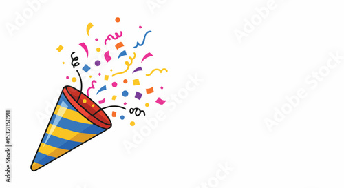 Party Popper Exploding with Colorful Confetti