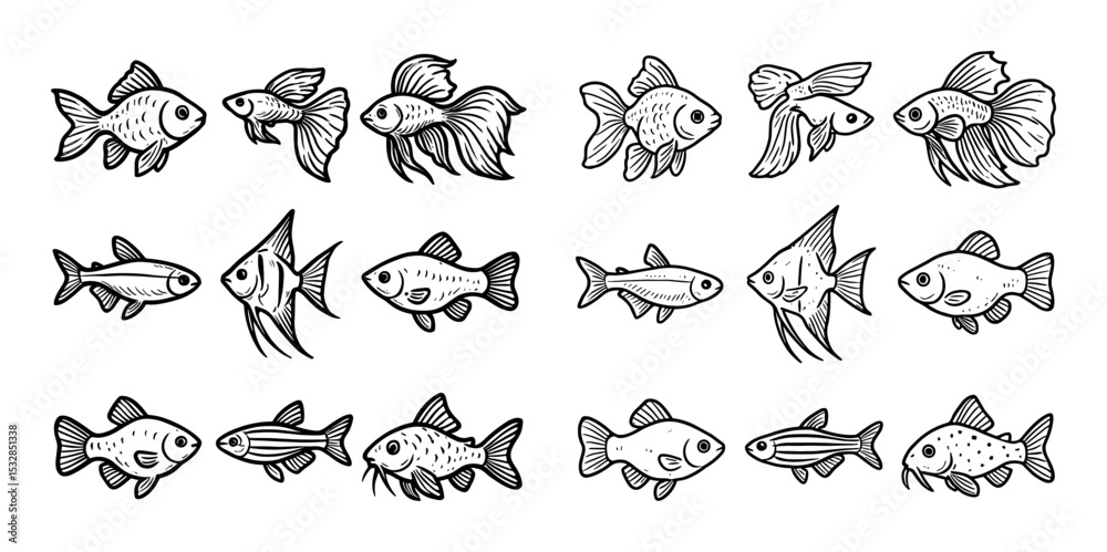 Naklejka premium Aquarium Fish Icons