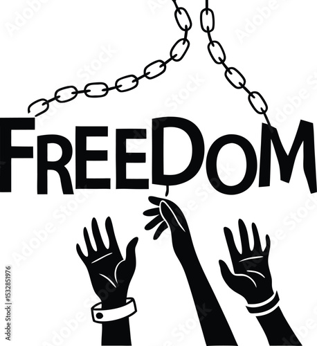 Silhouette of hands bound by chains a powerful vector graphic