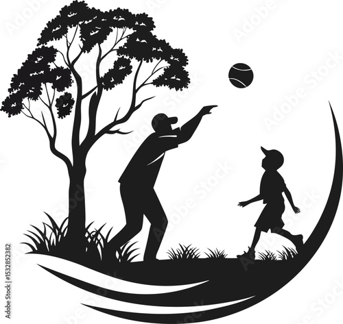 Father teaching child silhouette logo a heartwarming vector illustration of a father and child learning together