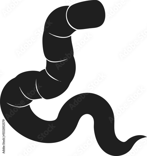 Worm silhouette simple and segmented invertebrate known for its flexible body and burrowing nature