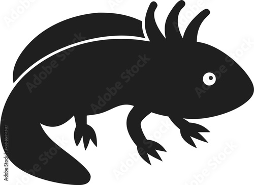 Axolotl silhouette unique amphibian known for its external gills and regenerative abilities