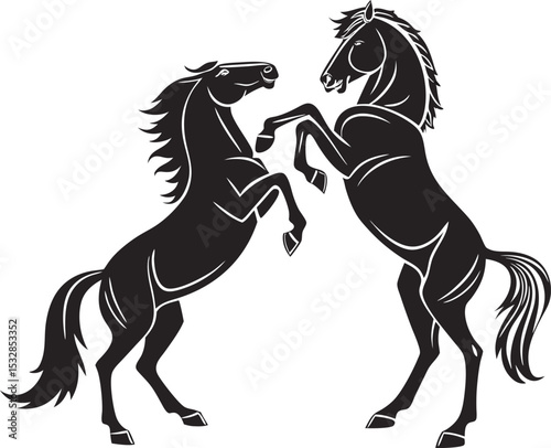 Elegant Twin Horses Silhouette Logo Design – Minimalist Equestrian Emblem Perfect for Ranch Branding, Horse Riding Clubs, Luxury Farm Goods, and Western Lifestyle Logos