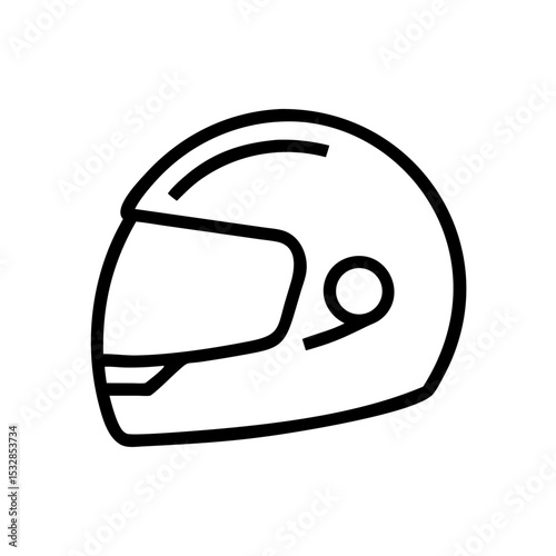 Outline drawing of a protective headgear with visor and a circular detail on the side view showing design 100