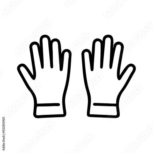 Two gloves displayed side by side with a simple outline design and clear visibility shown here today