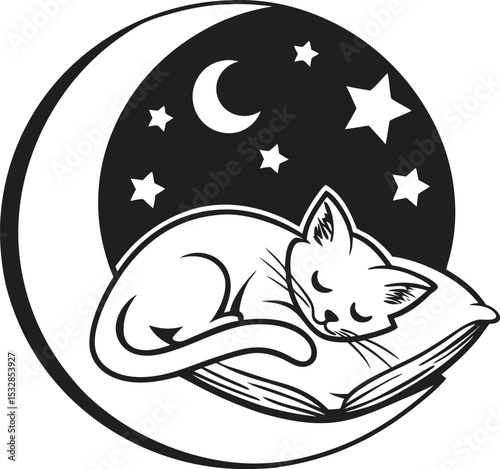 Cute Cat Sleeping on Pillow Icon Logo Design – Perfect for Pet Care Brands, Cat Cafés, Sleepwear Labels, Kids’ Products, and Cozy Minimalist Animal-Themed Branding