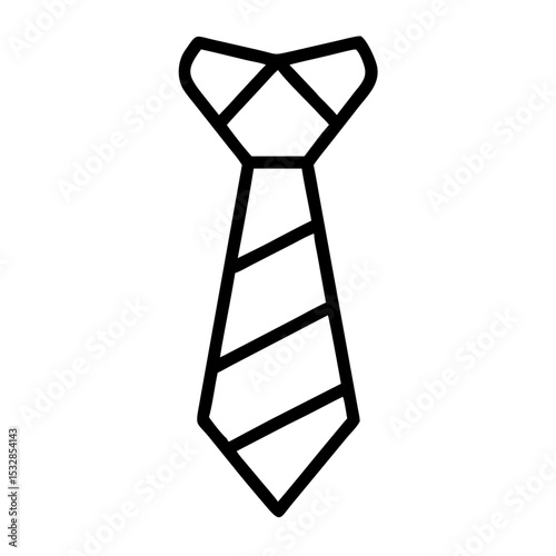 Outline drawing of a necktie with diagonal stripes and a simple knot design for formal wear style icon