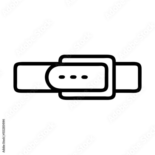 A simple graphic showing a leather type strap with a buckle and holes, isolated on white background
