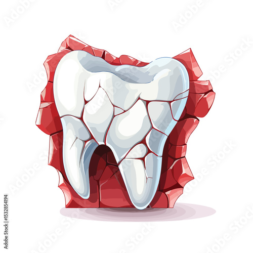 Professional Broken Tooth Vector Illustration for Dental Care and Medical Use