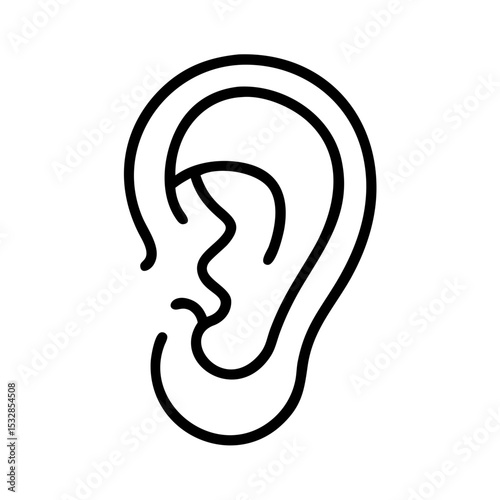 Simple outline drawing of a human auricle on a white background with clear details shown here