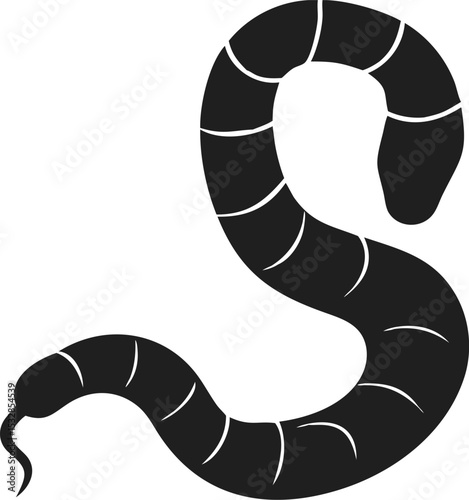 Earthworm silhouette simple and segmented invertebrate known for its burrowing nature and soil enrichment