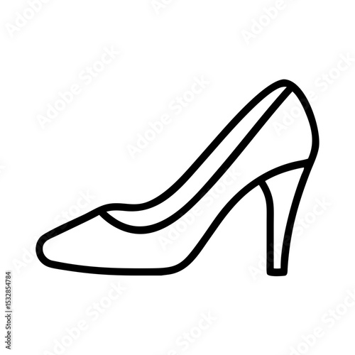 Elegant high heel shoe in simple outline style isolated on a white plain background design image
