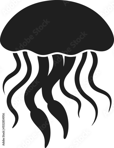 Jellyfish silhouette elegant marine creature known for its flowing tentacles and translucent body
