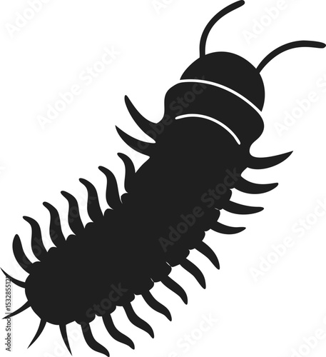 Millipede silhouette multi-legged arthropod known for its segmented body and slow movement