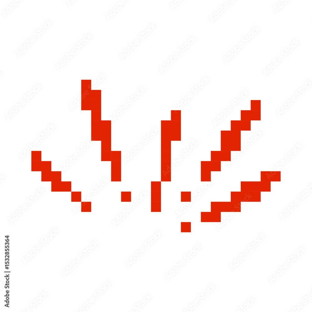 A bold red spider in mosaic pixel style with unique segmented legs and minimalistic design. A bold red spider in mosaic pixel style with unique segmented legs and minimalistic design.