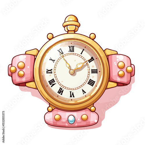 Charming Vintage Wristwatch Accessory Cute Kawaii Cartoon Character Illustration