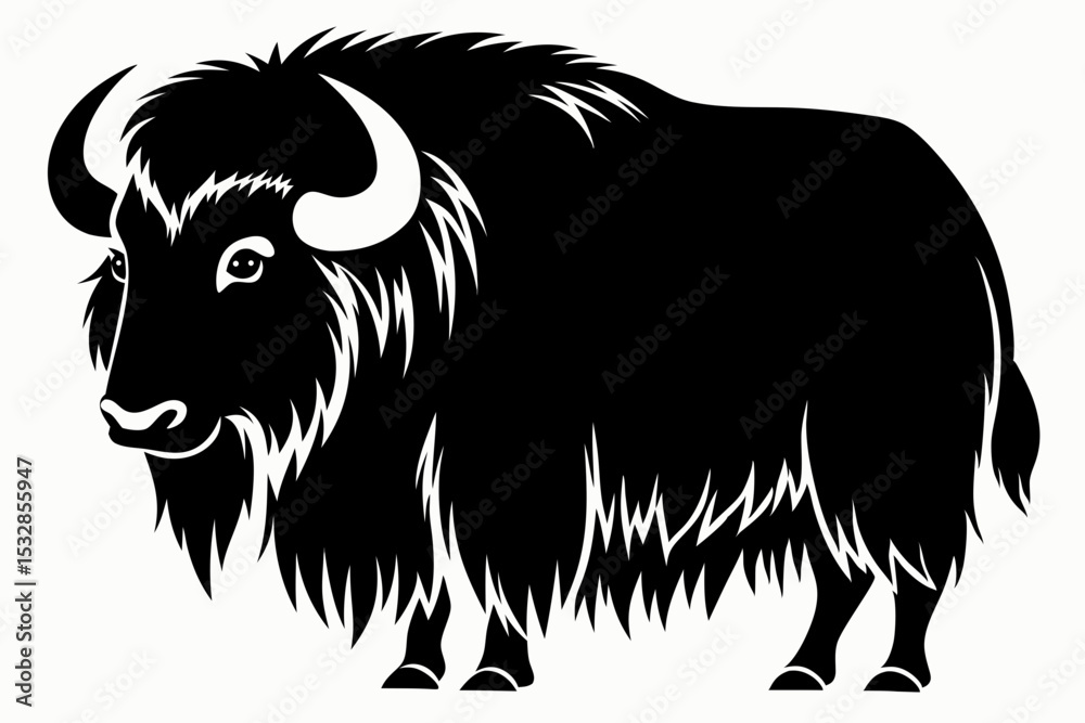Fototapeta premium musk ox sihouette black vector