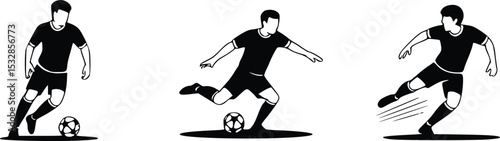 Dynamic Soccer Player Silhouettes Action Poses Goalkeeper Graphic Design Elements for Sports Team Branding