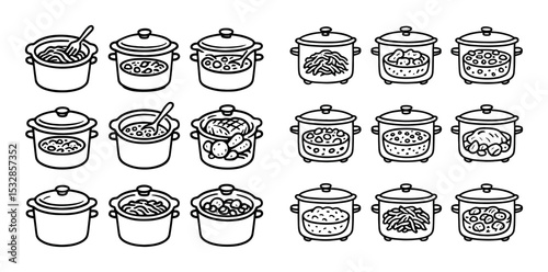 Sketch-Style Slow Cooker Icons