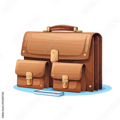 Professional Briefcase and Documents Vector Illustration Isolated on White Background for Business Presentations
