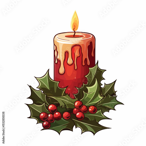 Festive Christmas Candle Vector Illustration for Seasonal Designs