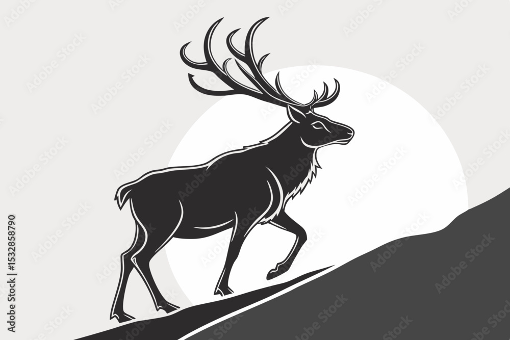 Naklejka premium caribou sihouette black vector
