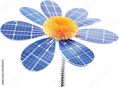 Solar flower symbolizing renewable energy and sustainable power generation for the future.