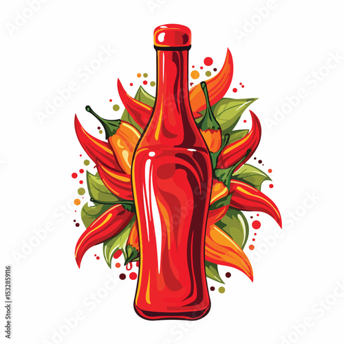 Chilean Pisco Bottle Illustration Design for Culinary Projects and Promotions