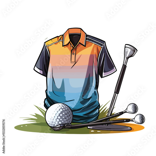 Professional Cartoon Golf T-shirt Vector for Sport Wear Design