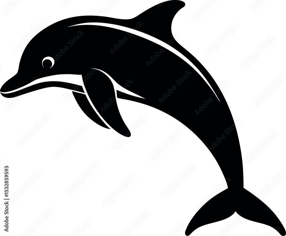 Fototapeta premium Drawing Black Dolphin Dolphin silhouette vector art illustration Dolphin icon 