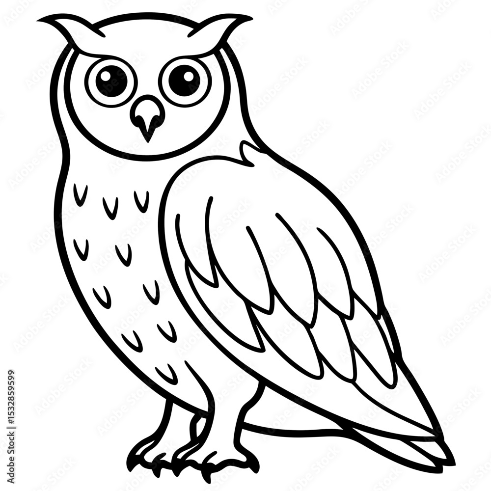 Obraz premium Snowy Owl Minimalist Line Art on White Canvas
