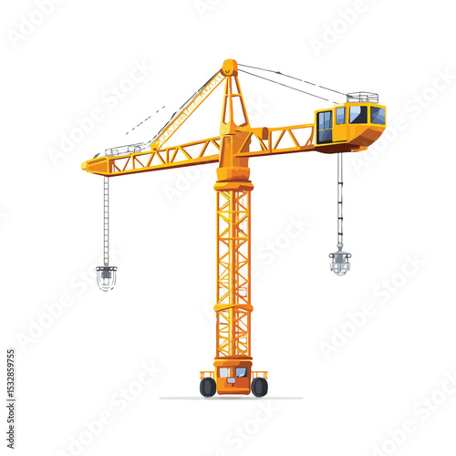 Professional Construction Crane with Hook Vector Illustration for Industrial Use