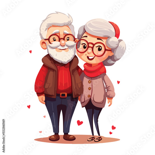 Cheerful Cartoon Grandparents Vector Illustration for Family Bonding Concepts