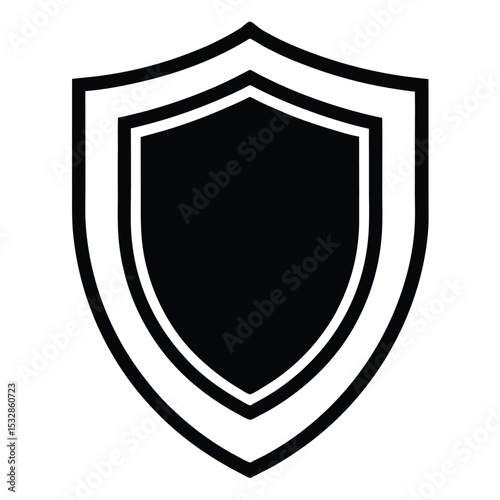 Simple Black Shield Icon Protection, Security, Safety Symbol